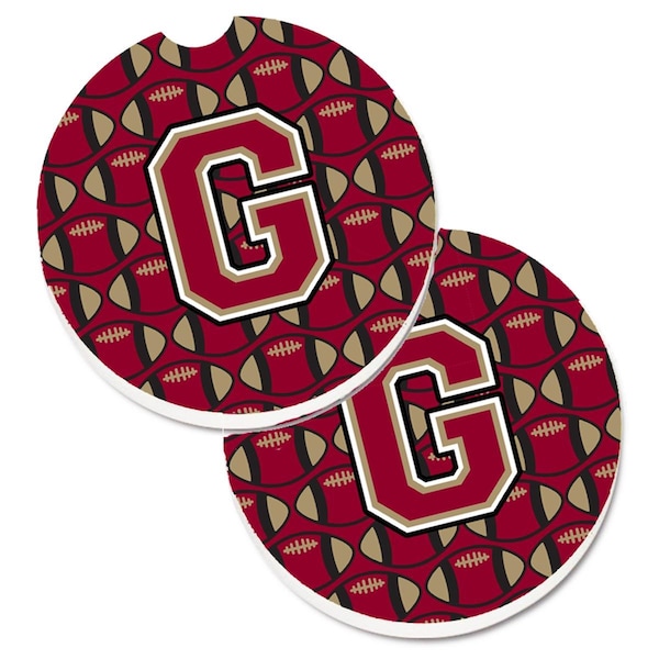 Carolines Treasures Letter G Football Garnet and Gold Set of 2 Cup Holder Car Coaster CJ1078-GCARC - main